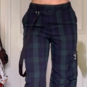 green and blue plaid tripp style pants